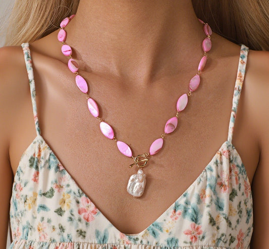 Handmade Flamingo Vacation Style Shell Necklace