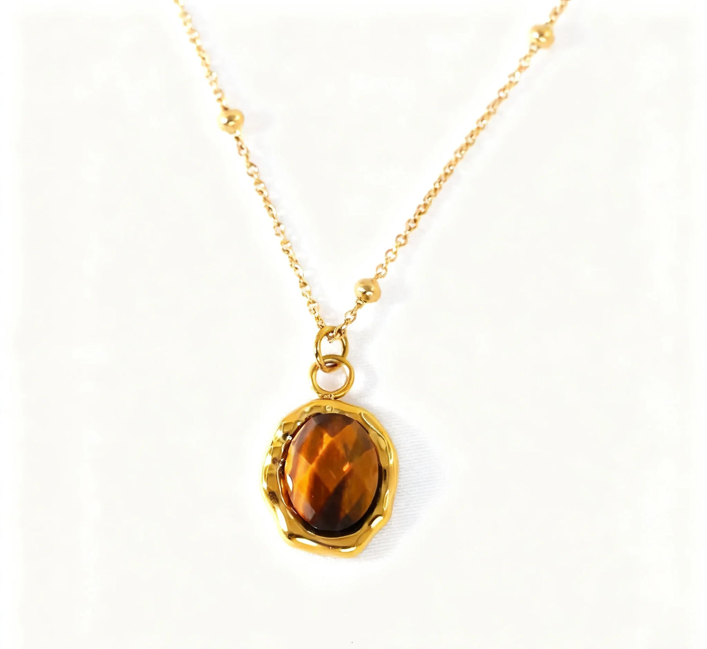 Fashion Gemstones Maillard Tiger’s Eye Pendant Necklace