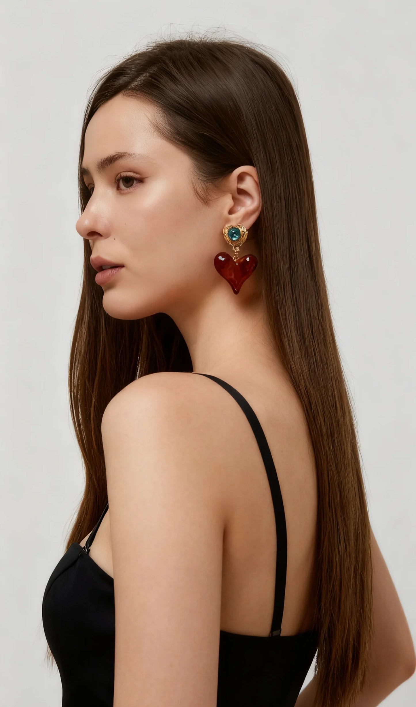 Amber Heart Earrings