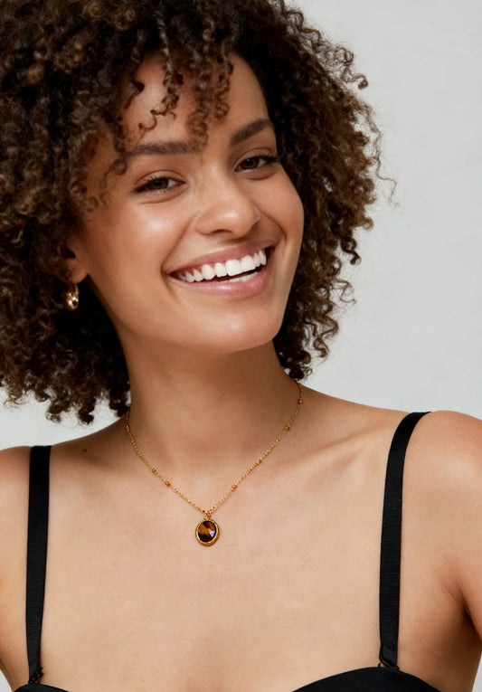 Fashion Gemstones Maillard Tiger’s Eye Pendant Necklace