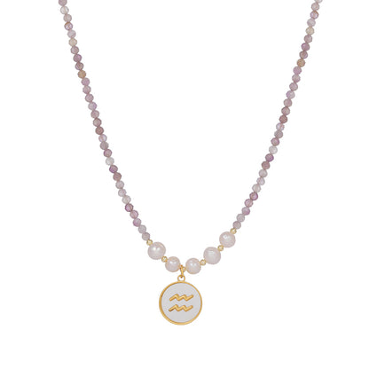 Aquarius Zodiac Sign Necklace Birthday Gift