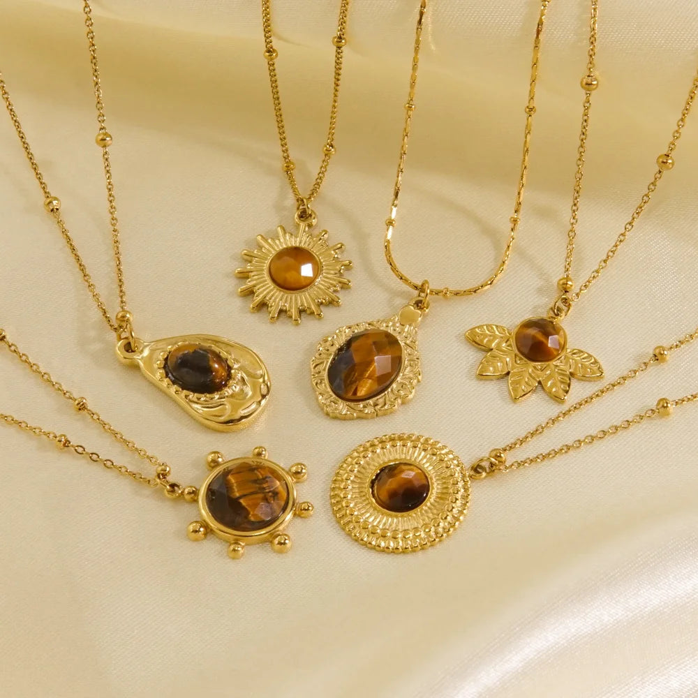 Tiger Eye Compass Necklace