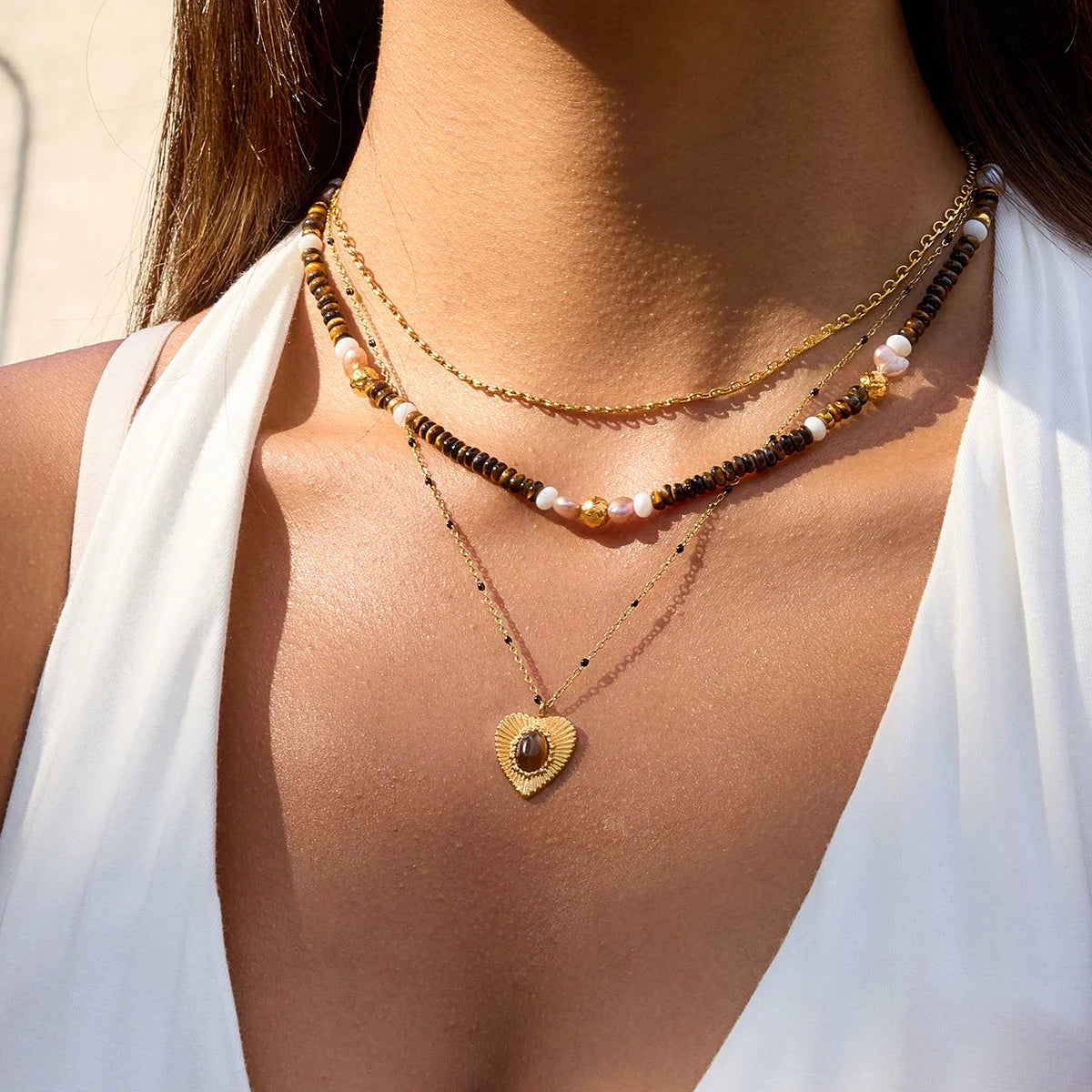Golden Heart Tiger Eye Necklace