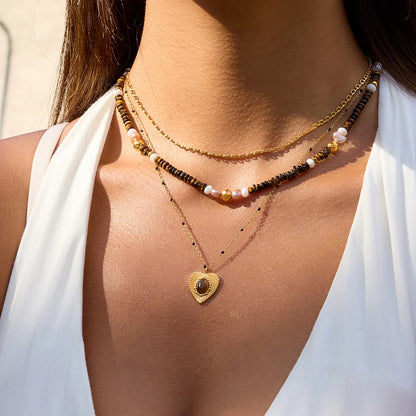 Golden Heart Tiger Eye Necklace