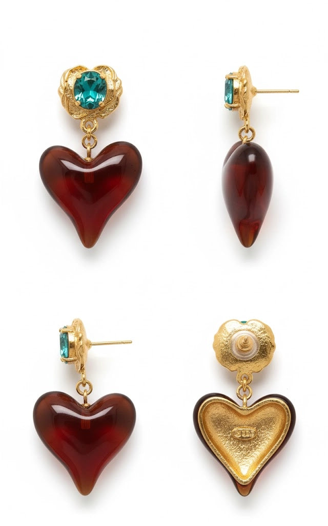 Amber Heart Earrings