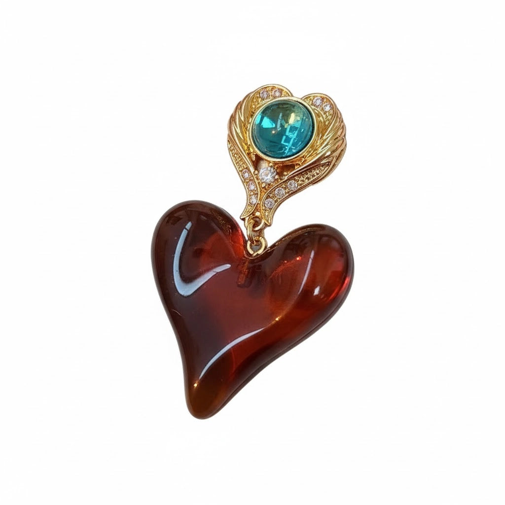 Amber Heart Earrings