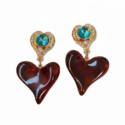 Amber Heart Earrings